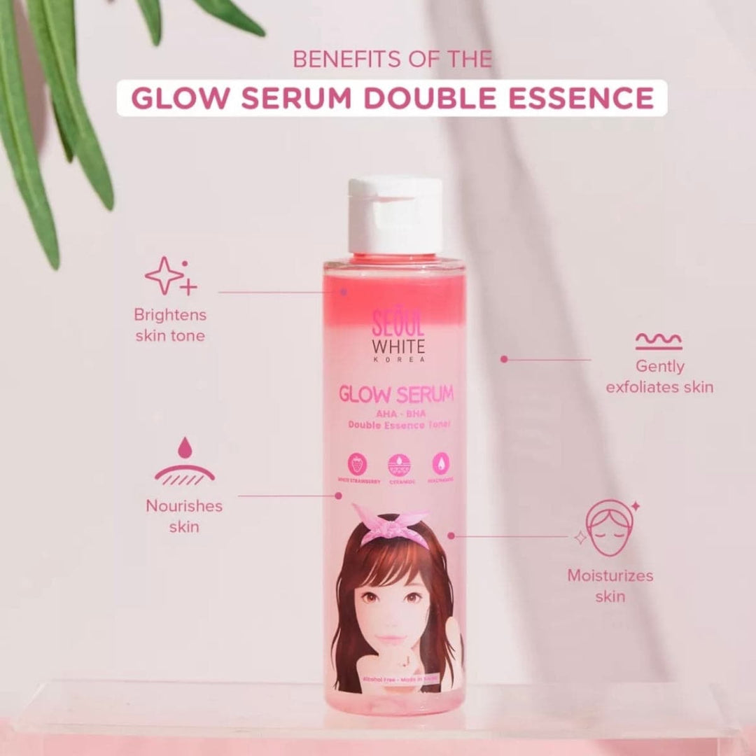 Seoul Skin White Glow Serum AHA BHA Double Essence Toner 