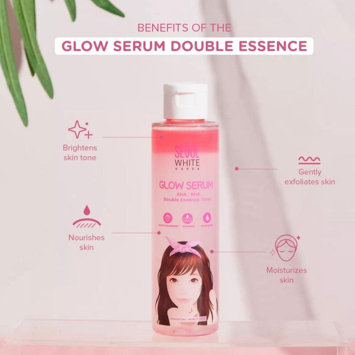 Seoul Skin White Glow Serum AHA BHA Double Essence Toner 