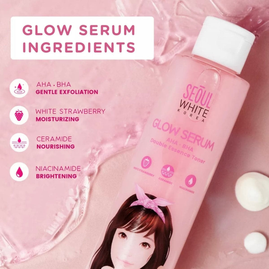 Seoul Skin White Glow Serum AHA BHA Double Essence Toner 